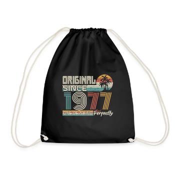 1977 anniversary 1977 born in 1977 anniversary - Drawstring Bag - black - Front