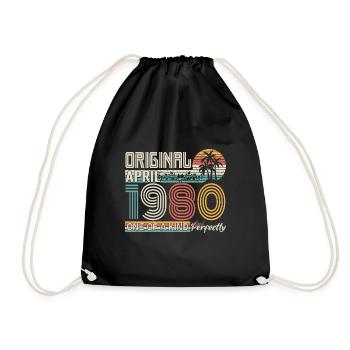 April 1980 anniversary April 1980 gift 1980 - Drawstring Bag - black - Front