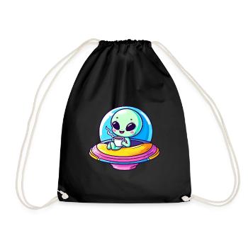 Un extraterrestre mignon comique extraterrestre dans UFO avec - Sac de sport léger - noir - Devant