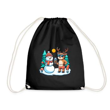 Christmas Gnome Zombie - Drawstring Bag - black - Front