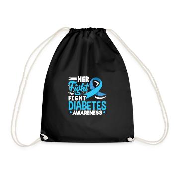 T1D Diabetes Typ 1 Diabetiker Geschenk - Turnbeutel - Schwarz - Vorne