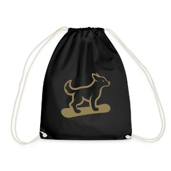 Hund Snowboard Snowboarder Minimalistisches Design - Turnbeutel - Schwarz - Vorne