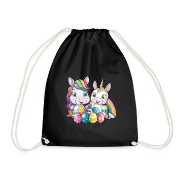 Einhorn Ostern für Kinder Regenbogen und Eier für - Turnbeutel - Schwarz - Vorne