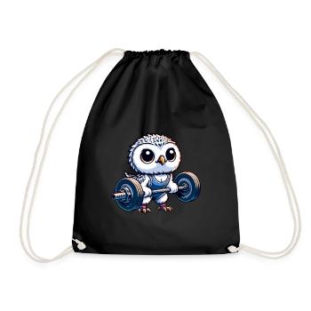 Hibou avec haltères séance d’entraînement Harfang des neiges tige - Sac de sport léger - noir - Devant