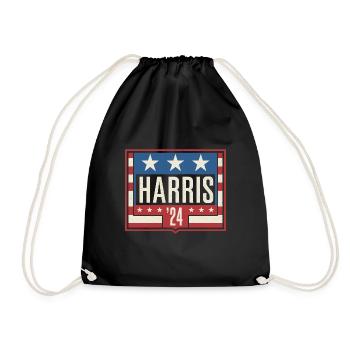 Harris 2024 Vintage Election Patriotic Campaign - Drawstring Bag - black - Front
