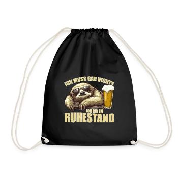Ich muss gar nichts ich bin im Ruhestand Faultier - Turnbeutel - Schwarz - Vorne
