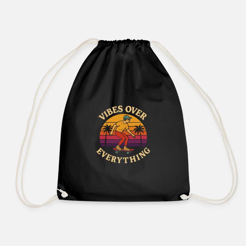 Skater vibes over everything - Drawstring Bag - black