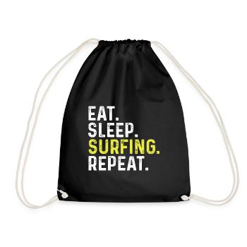 Eat Sleep Surfing Repeat - Drawstring Bag - black - Front