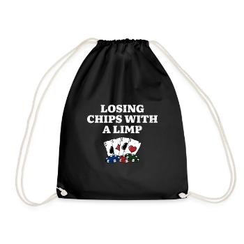 Losing Chips with a Limp Casino Poker Gambling - Drawstring Bag - black - Front