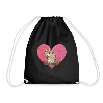 Streifenhörnchen Chipmunk Nagetier Geschenk - Turnbeutel - Schwarz - Vorne