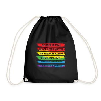 LBGT Flag Gay Pride Human Vintage Rainbow - Drawstring Bag - black - Front