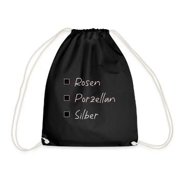 Silberne Hochzeit Jubiläum Geschenk - Turnbeutel - Schwarz - Vorne