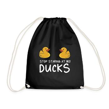 Stop Staring At My Rubber Ducks Duckling Yellow Du - Drawstring Bag - black - Front