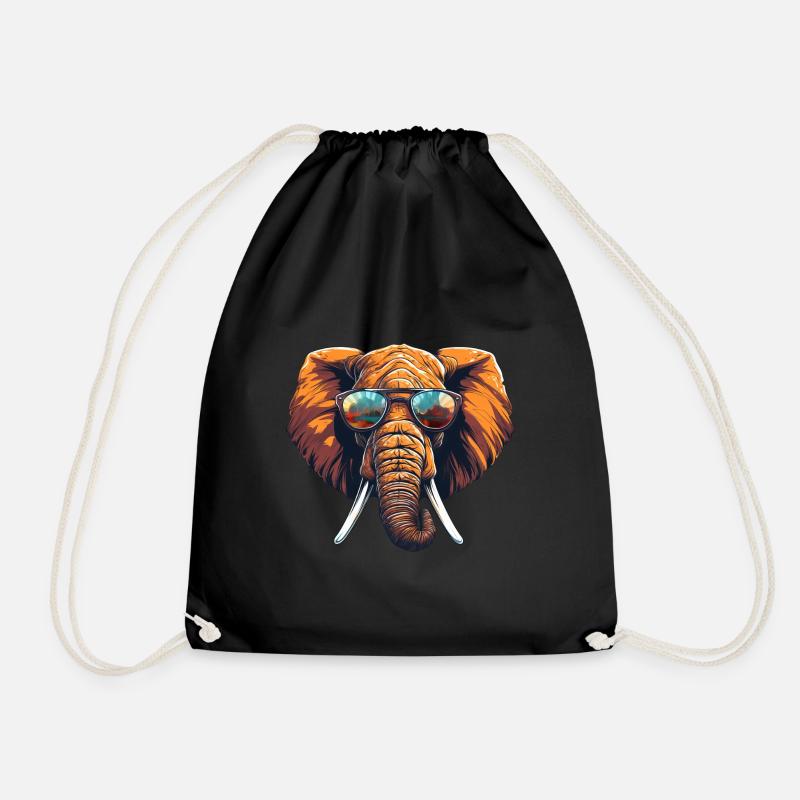 Cooler Elefant mit Sonnenbrille in Warmen - Turnbeutel - Schwarz