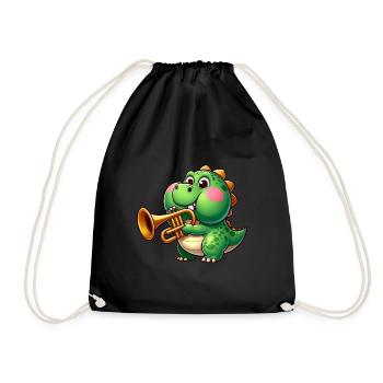 Trex épais avec trompette dessin animé dinosaure musique - Sac de sport léger - noir - Devant