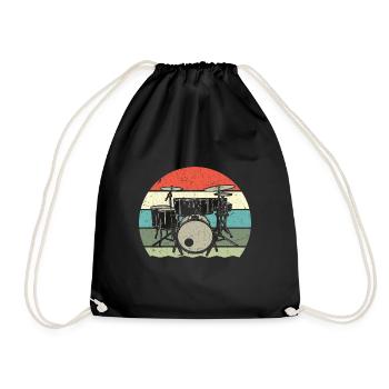Retro Schlagzeug Rockband Schlagzeuger Musiker - Turnbeutel - Schwarz - Vorne