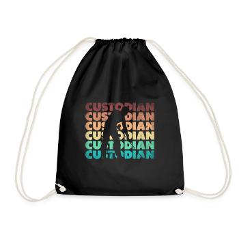 School Custodian Janitor Silhouette - Drawstring Bag - black - Front
