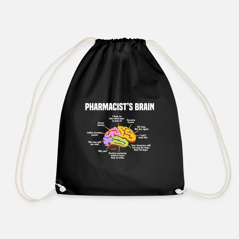 Pharmacy Pharmacist brain Pharmacist Pharmaceutical - Drawstring Bag - black