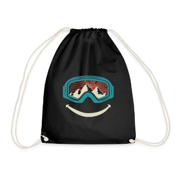 Ski goggles and mountains snowboard - Drawstring Bag - black - Front