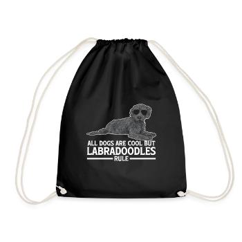 Labradoodle Dog - Drawstring Bag - black - Front