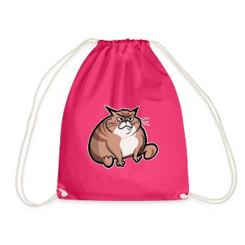 Dicke Katze - Turnbeutel - Fuchsia - Vorne