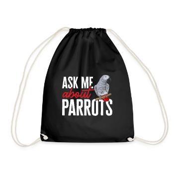 Graupapagei African Grey Parrot Papagei - Drawstring Bag - black - Front