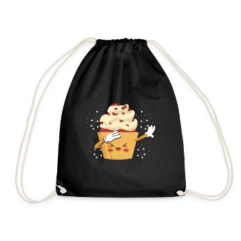 Pastry Chef Baking Kids Cute Dabbing Cupcake - Drawstring Bag - black - Front