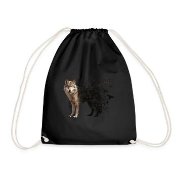 Wolf - Drawstring Bag - black - Front