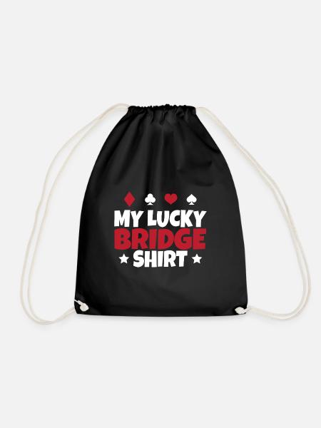 Bridge Card Game Gift - Drawstring Bag - black