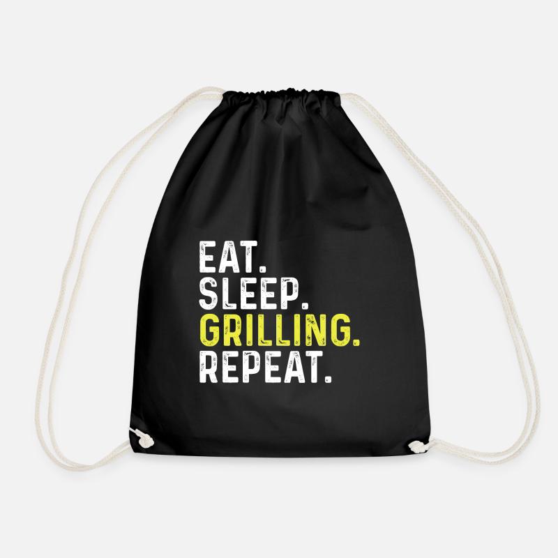 Eat Sleep Grilling Repeat - Drawstring Bag - black