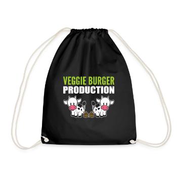 Vegetable -Burger Production Vegan Gift - Drawstring Bag - black - Front