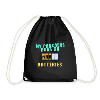 My pancreas runs on AAA batteries W - Drawstring Bag - black - Front