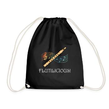 Flutist Funny Saying Flute Player Orchestra Flute - Drawstring Bag - black - Front