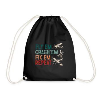 Remote Controlled Airplane Model Airplane - Drawstring Bag - black - Front