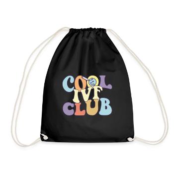 Cool IVF Club IVF Mom Dad Transfer Day Surrogate - Drawstring Bag - black - Front