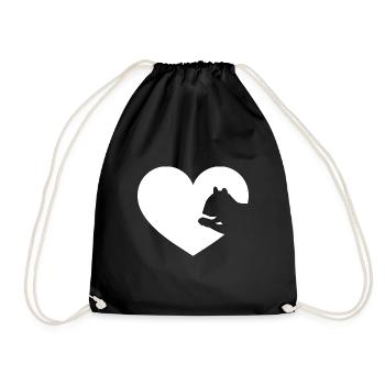 Forest Animal Cute Rodent Cool Squirrel Heart - Drawstring Bag - black - Front