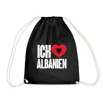 Albanische Flagge Albanischer Adler Shqiponja - Turnbeutel - Schwarz - Vorne