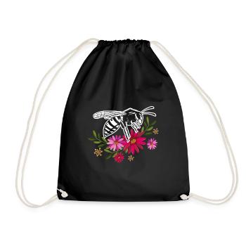 Bee With Flowers - Drawstring Bag - black - Front
