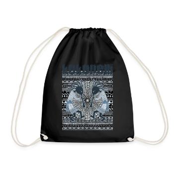 Native American Kokopelli Musicans - Sun Border 6 - Drawstring Bag - black - Front