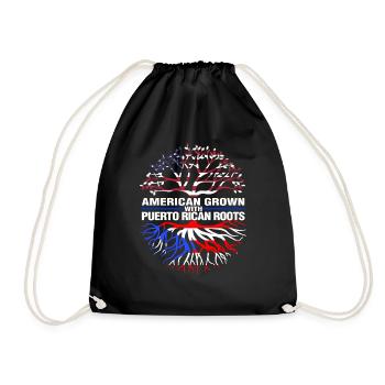 American Raised Puerto Rican Roots Puerto Rico - Drawstring Bag - black - Front