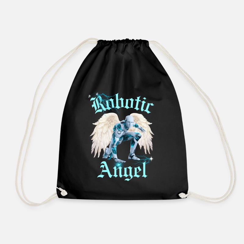 Robotic Angel - Drawstring Bag - black