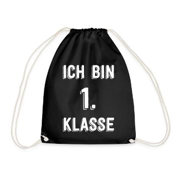 Ich bin 1. Klasse – Retro Schrift - Turnbeutel - Schwarz - Vorne
