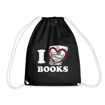 Books Reading - Drawstring Bag - black - Front