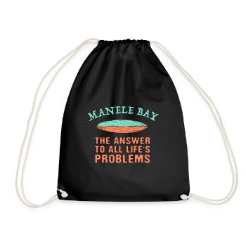 Manele Bay Answer To All Life's Problems Surfing - Drawstring Bag - black - Front