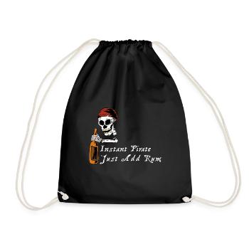 Pirat Rum Totenkopf Geschenk Spruch - Turnbeutel - Schwarz - Vorne