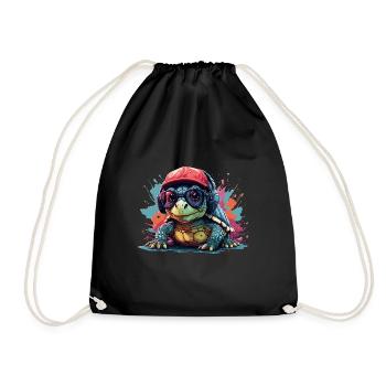 Turtle Animal Art I Cool Cute - Drawstring Bag - black - Front