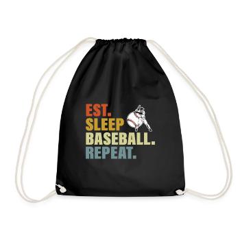 Eat Sleep Baseball Repeat Funny Baseball Lover - Drawstring Bag - black - Front