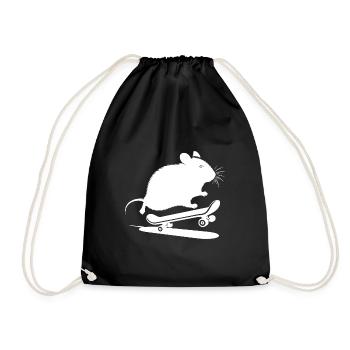 Minimalistischer Hamster Skateboard Skater - Turnbeutel - Schwarz - Vorne