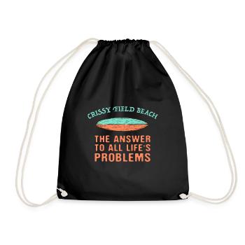 Crissy Field Beach Answer To All Life's Problems - Drawstring Bag - black - Front