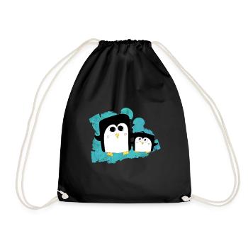 Pinguin Geschwister - Turnbeutel - Schwarz - Vorne